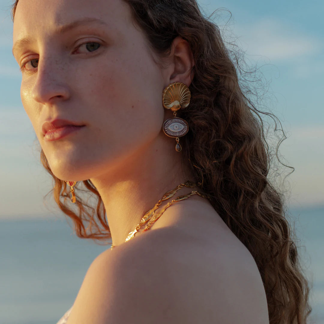 GRAINNE MORTON Shell & Cameo Eye Earrings