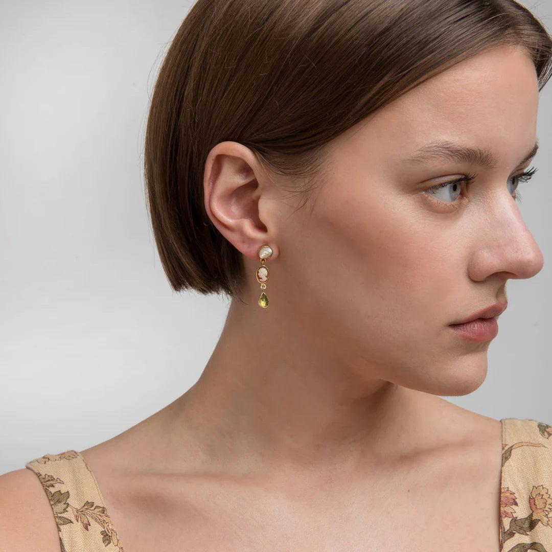 GRAINNE MORTON Royal Blue Three Charm Moving Drop Earrings