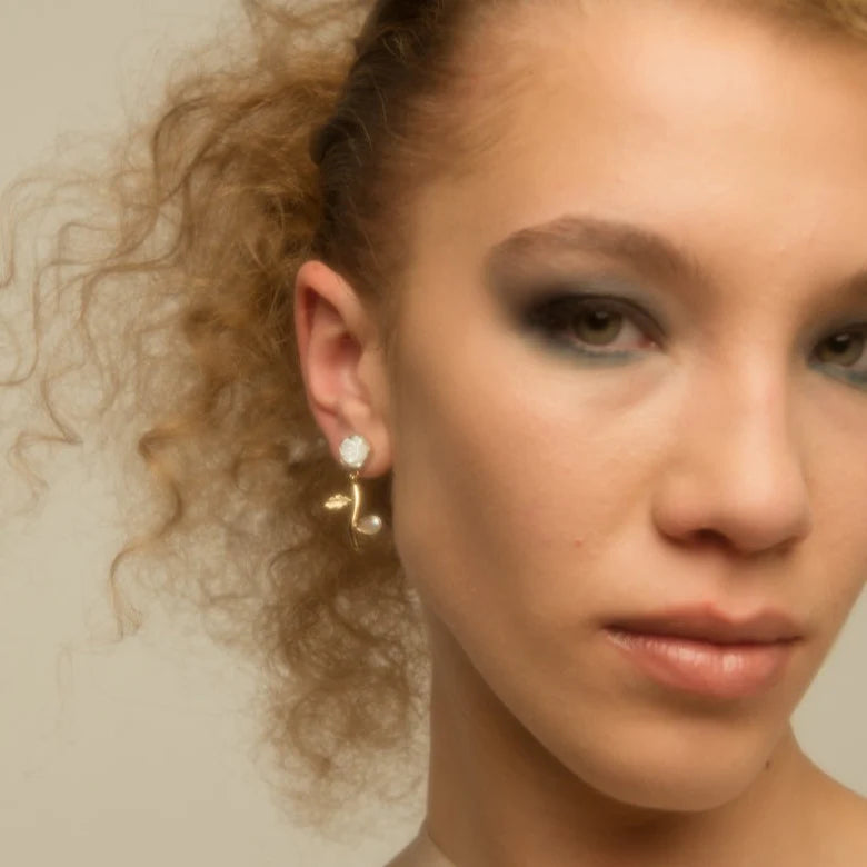 GRAINNE MORTON Ivory Flower Drop Earrings