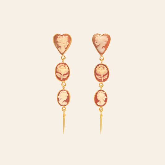 GRAINNE MORTON Three Cameo Drop Earrings
