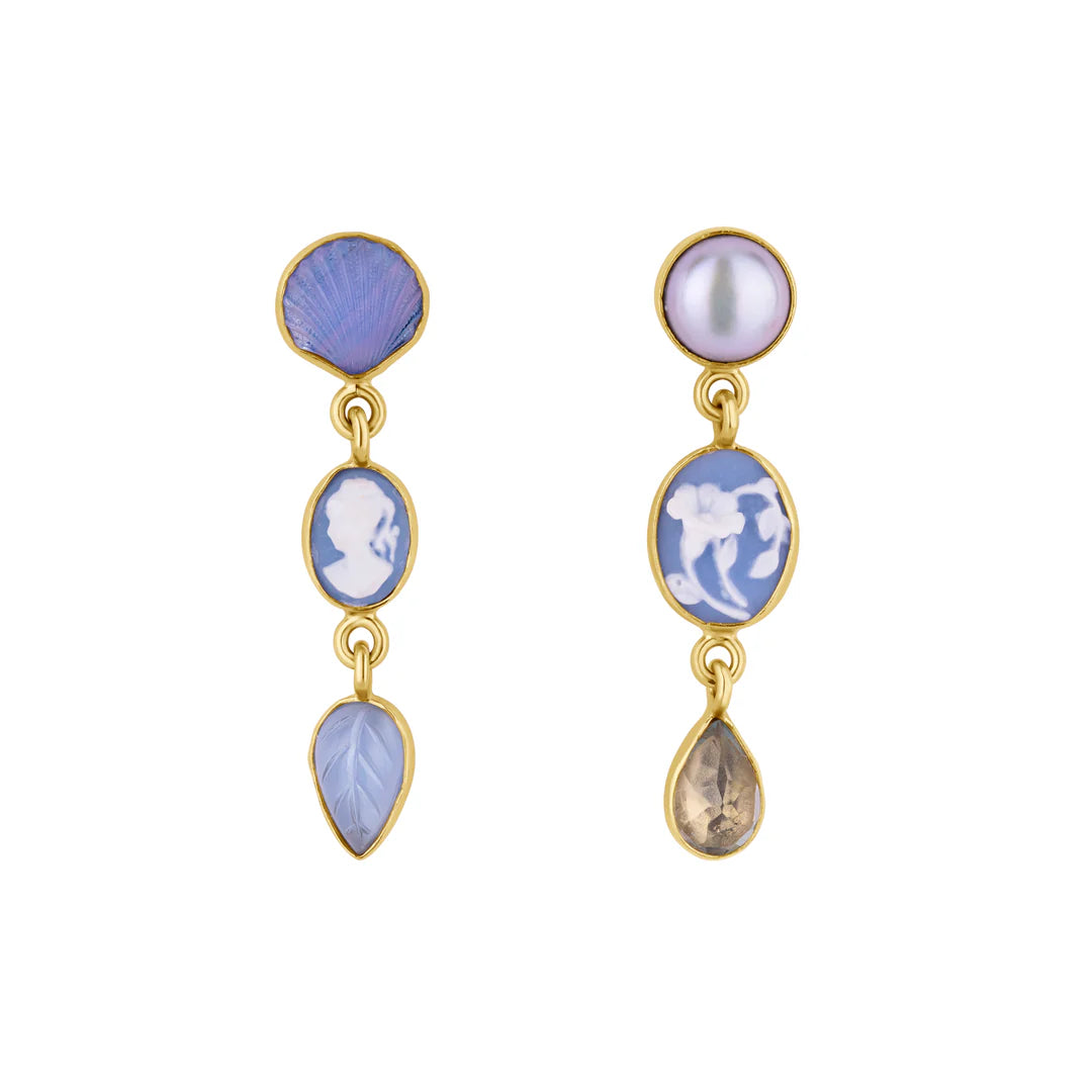 GRAINNE MORTON Three Charm Moving Drop Earrings