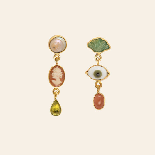 GRAINNE MORTON Coral Three Charm Moving Drop Earrings