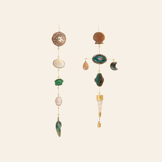 GRAINNE MORTON Mismatched Cross Drop Earrings