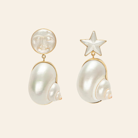 GRAINNE MORTON Moon & Star Shell Drop Earrings