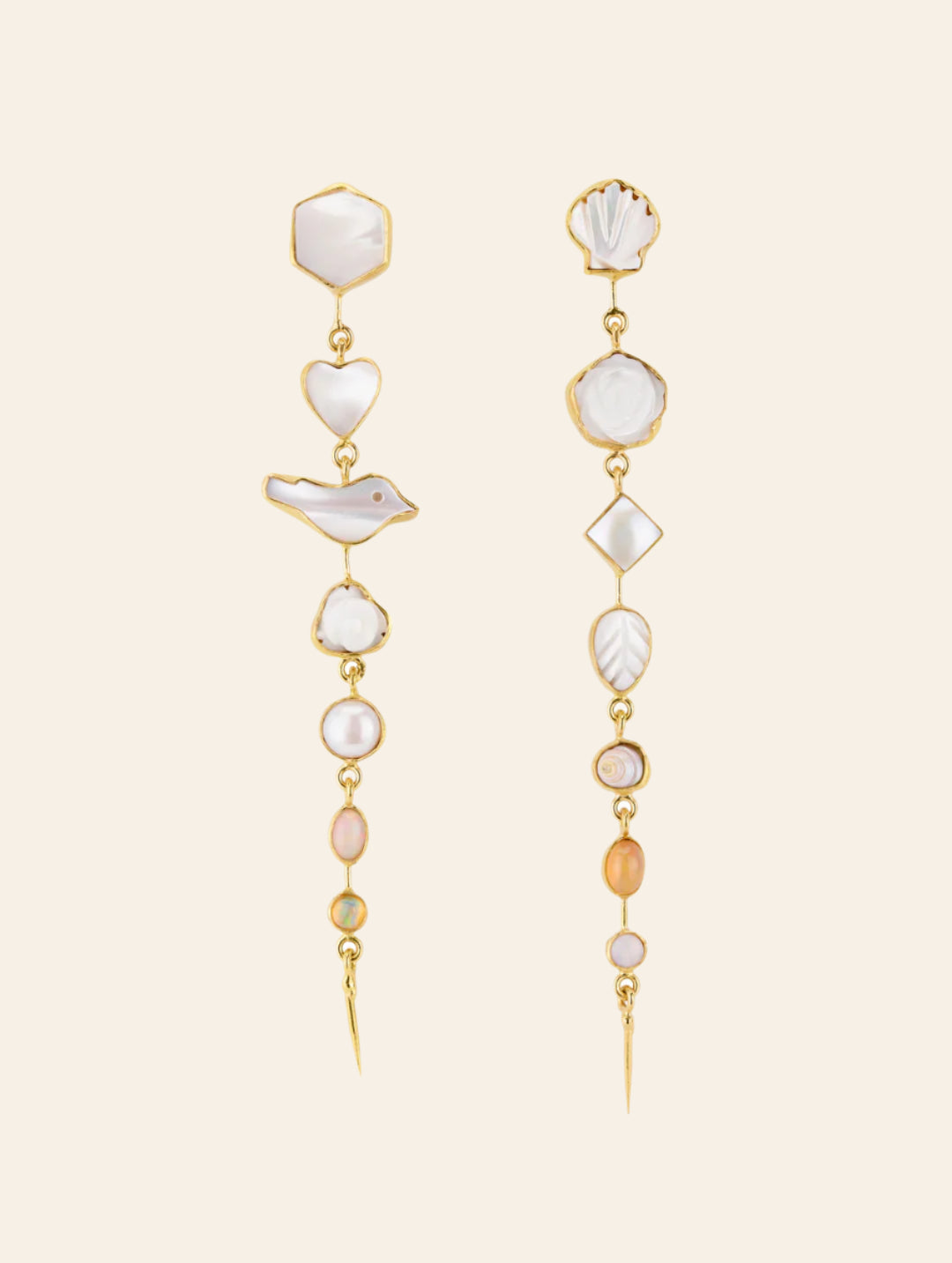 GRAINNE MORTON Pearl and Shell Drop Earrings