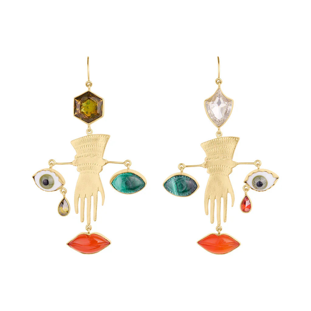 GRAINNE MORTON Glove and Face Charm Earrings