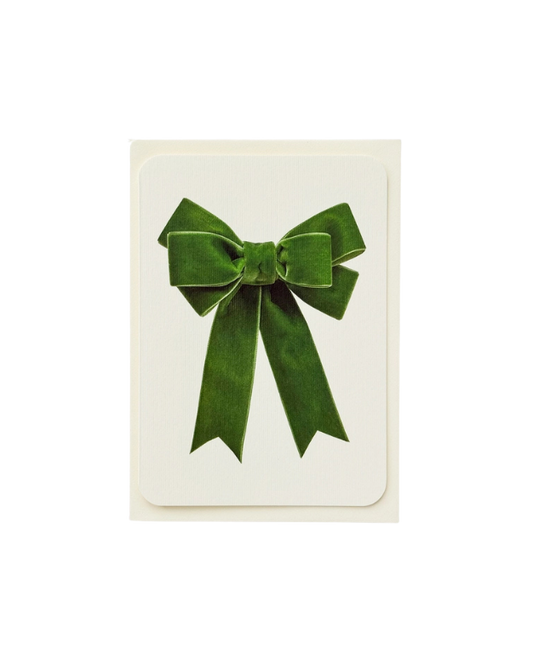 CANONBURY PRESS Green Velvet Bow Greeting Card
