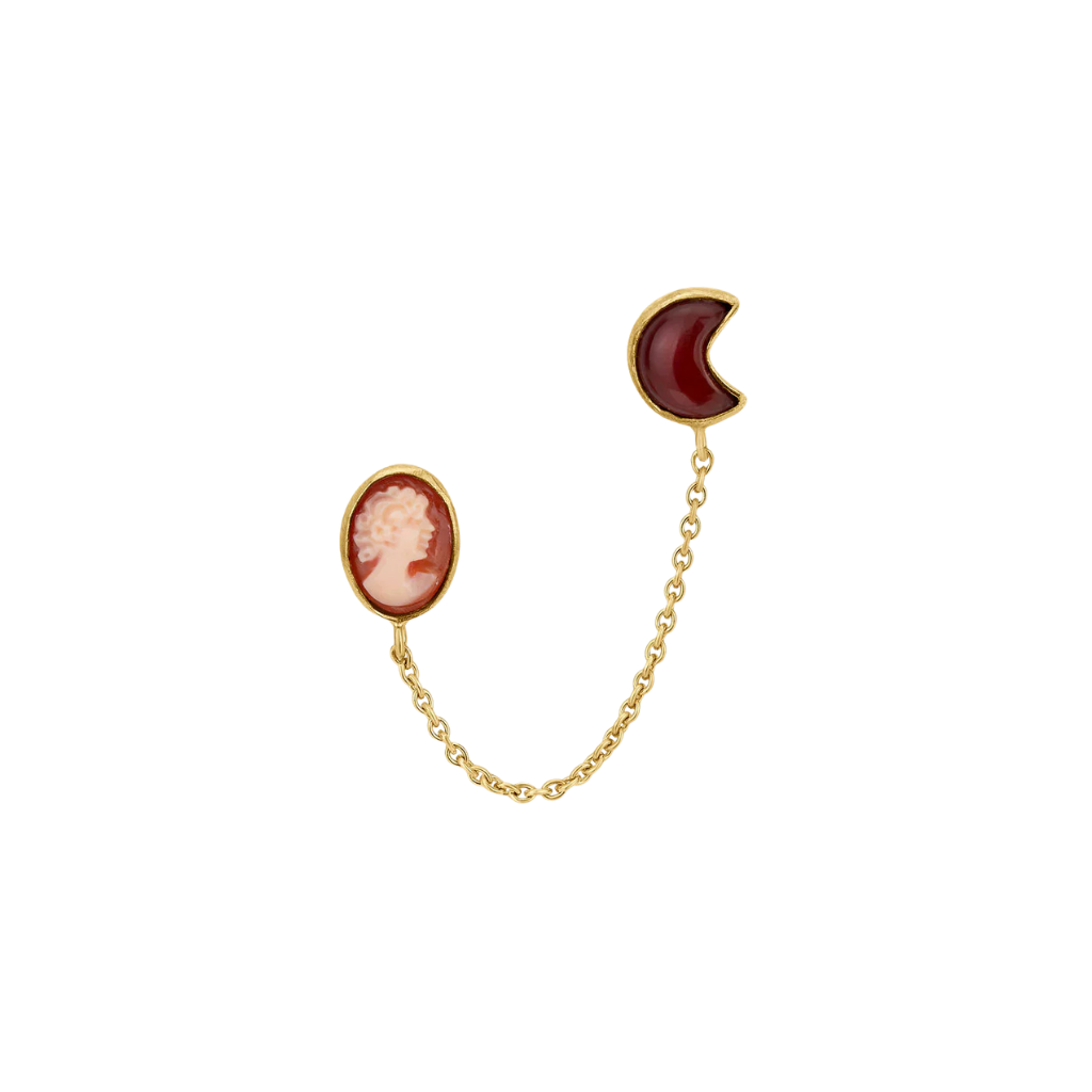 GRAINNE MORTON Cameo and Moon Double Stud Earring Single