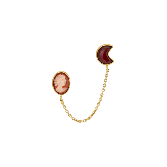 GRAINNE MORTON Cameo and Moon Double Stud Earring Single