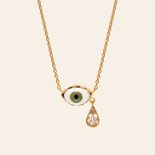 GRAINNE MORTON Green Eye Teardrop Necklace
