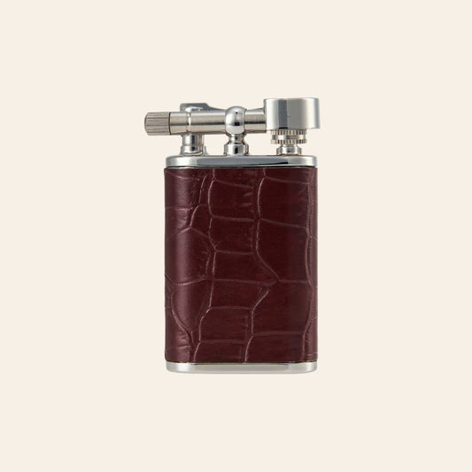TSUBOTA PEARL Nb Petrol Croco Embossed Leather Lighter