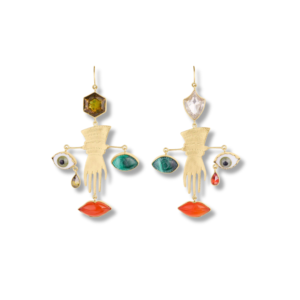 GRAINNE MORTON Glove and Face Charm Earrings