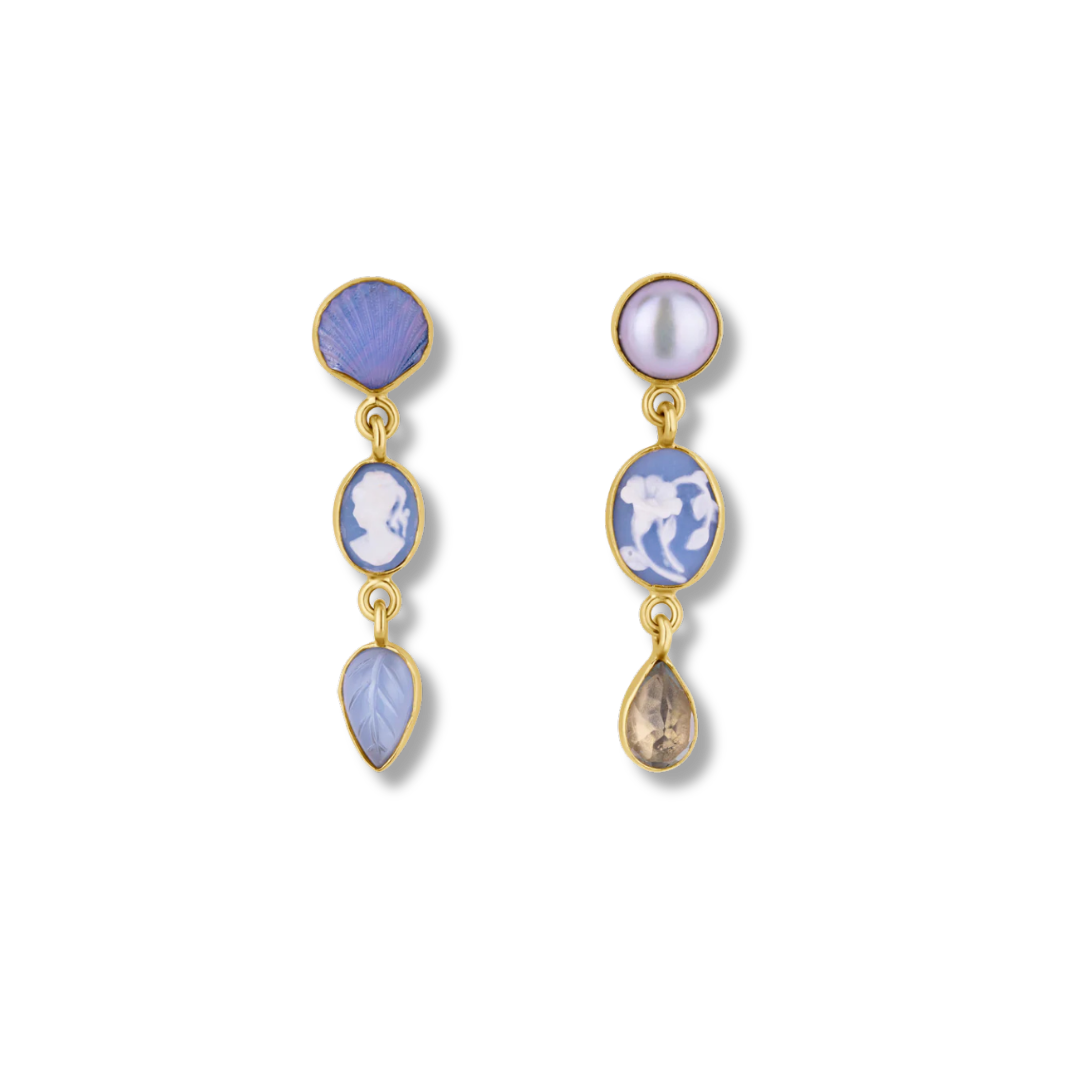 GRAINNE MORTON Three Charm Moving Drop Earrings