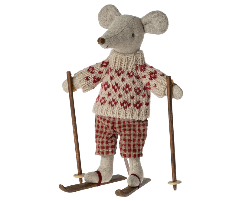 MAILEG Winter Mouse Mum with Ski Set