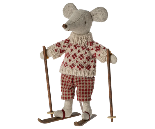 MAILEG Winter Mouse Mum with Ski Set