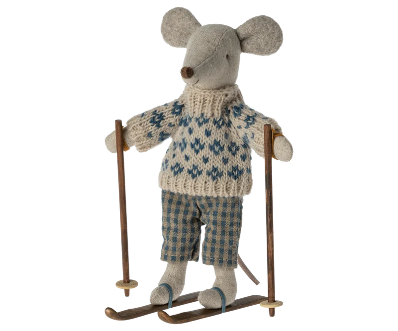 MAILEG Winter Mouse Dad with Ski Set