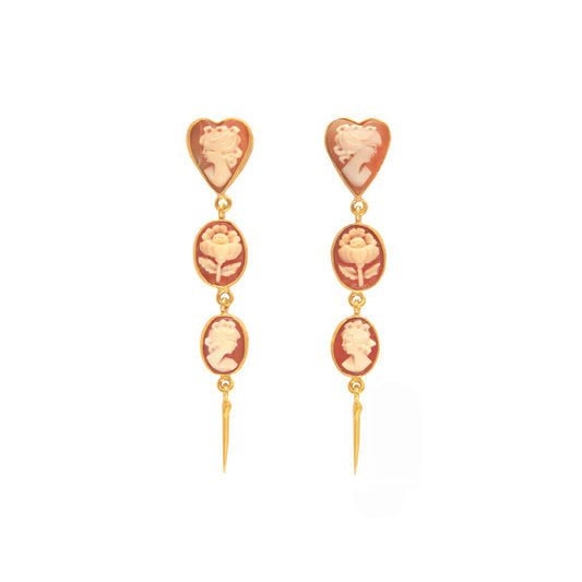 GRAINNE MORTON Three Cameo Drop Earrings