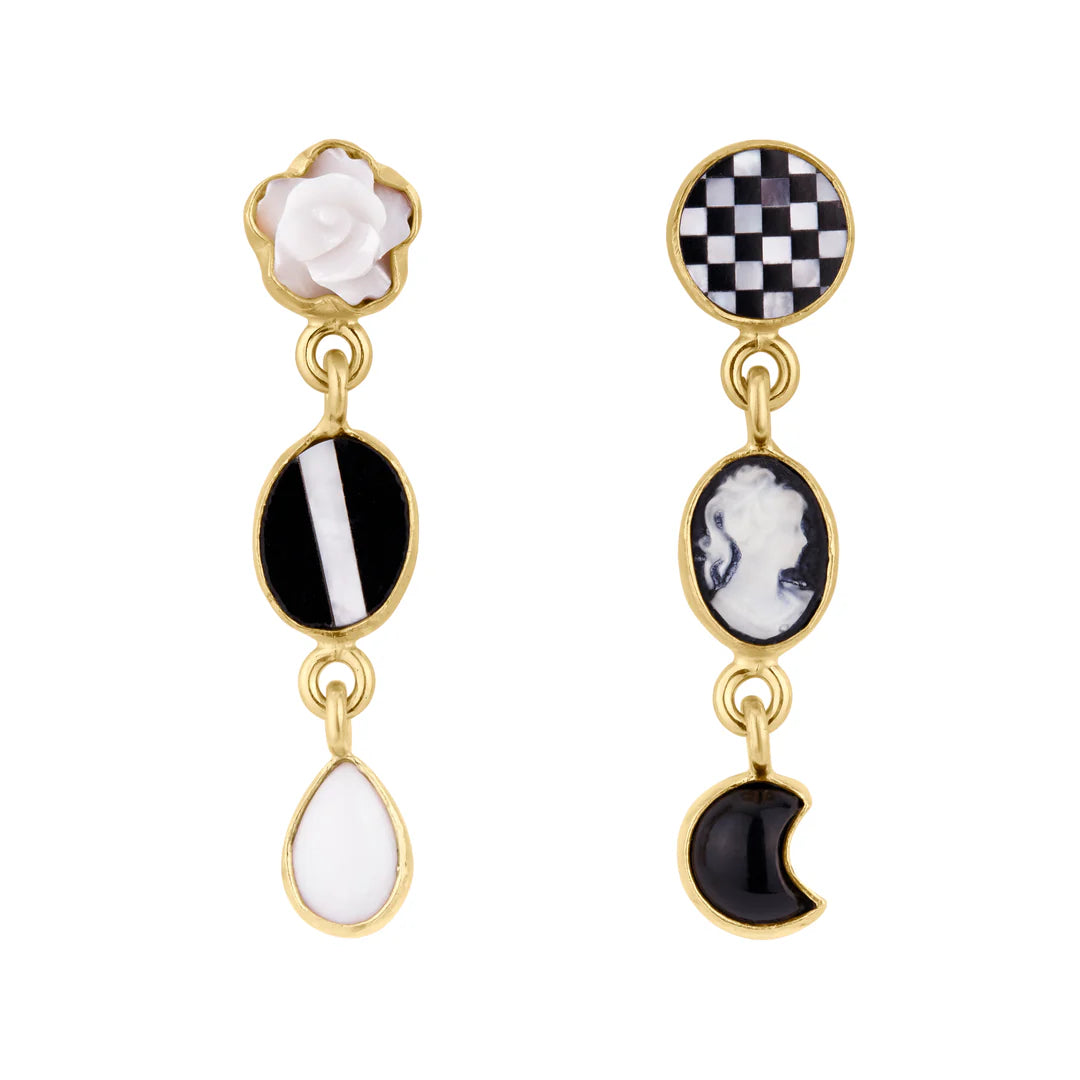 GRAINNE MORTON Three Charm Moving Drop Earrings