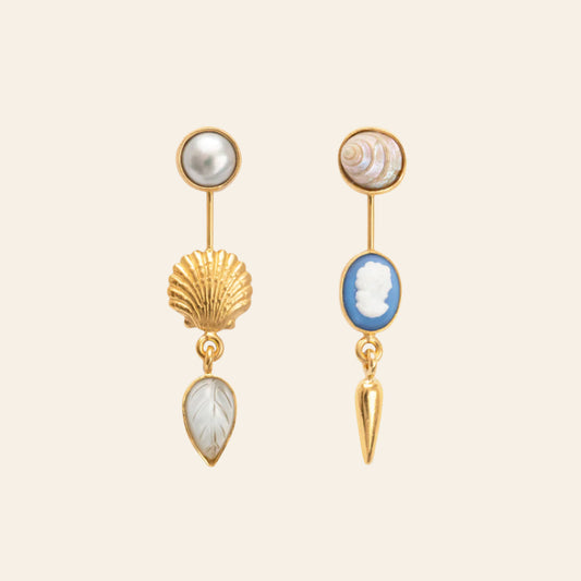 GRAINNE MORTON Blue Cameo Double Detachable Victorian Drop Earrings