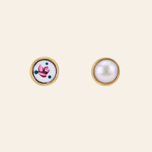 GRAINNE MORTON Painted Flower Mismatched Stud Earrings