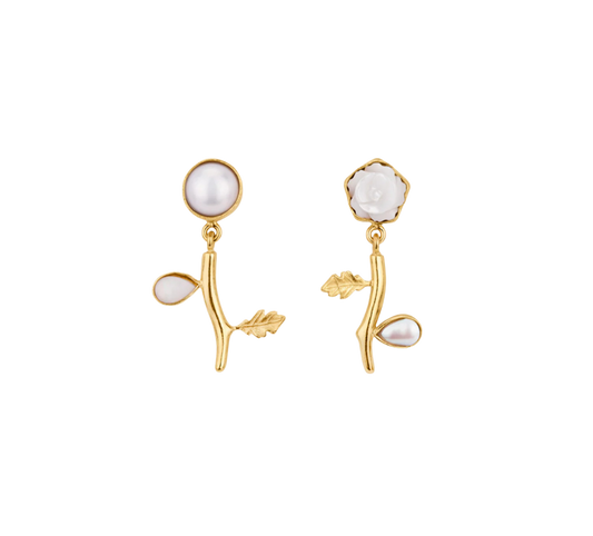 GRAINNE MORTON Ivory Flower Drop Earrings