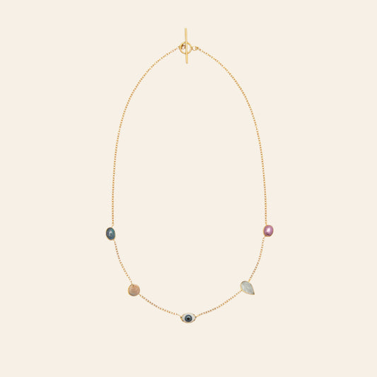 GRAINNE MORTON Blue Eye Five Mini Charm Necklace