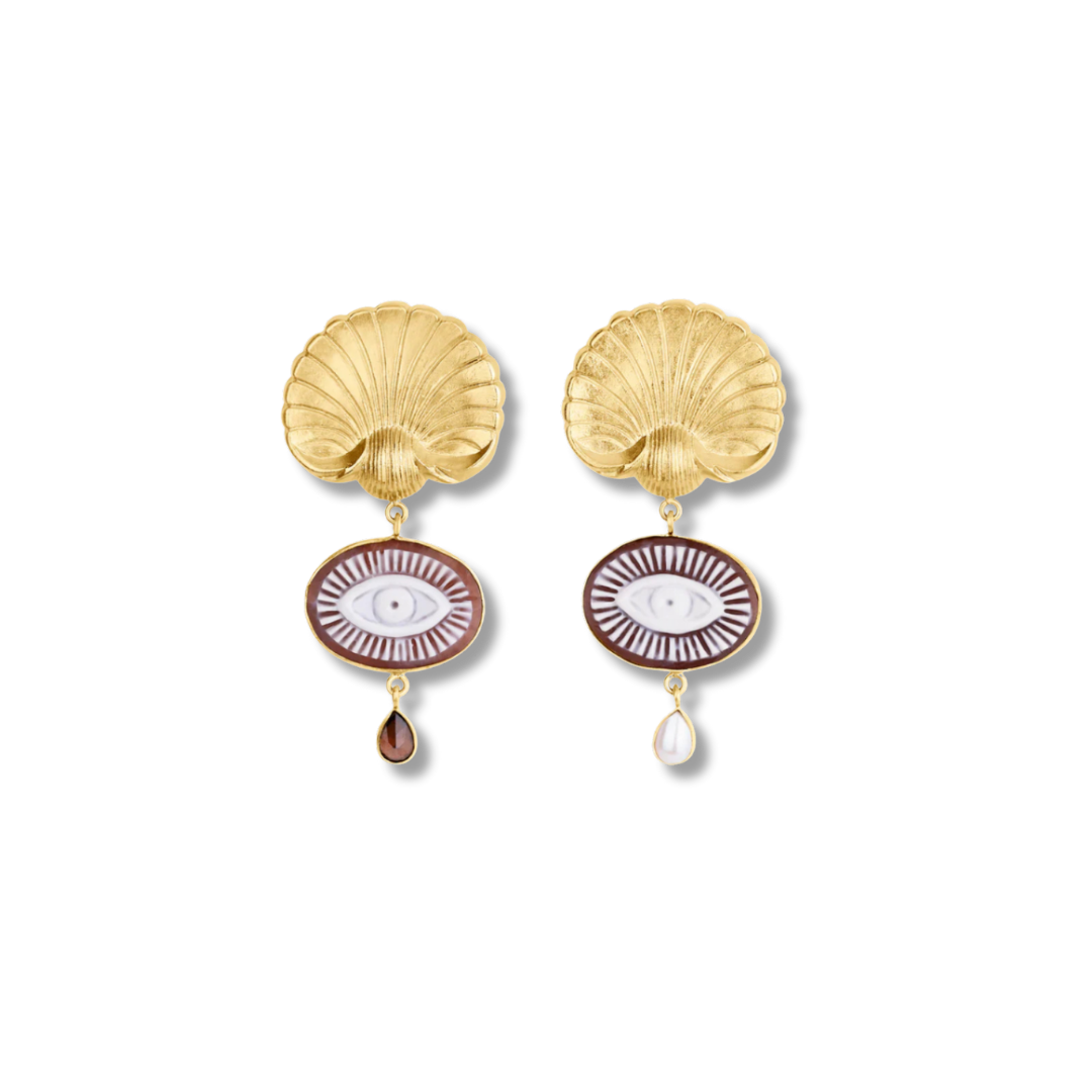 GRAINNE MORTON Shell & Cameo Eye Earrings
