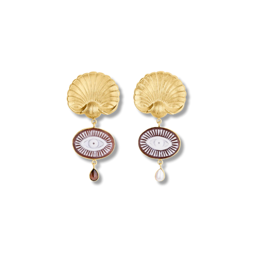 GRAINNE MORTON Shell & Cameo Eye Earrings