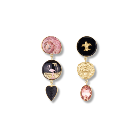 GRAINNE MORTON Flamingo and Lion Earrings