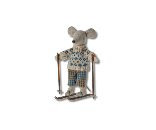 MAILEG Winter Mouse Dad with Ski Set