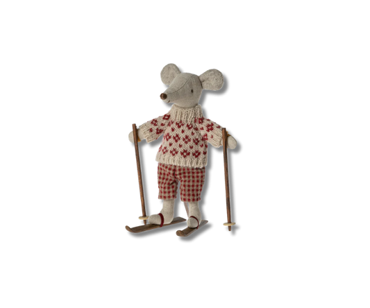 MAILEG Winter Mouse Mum with Ski Set