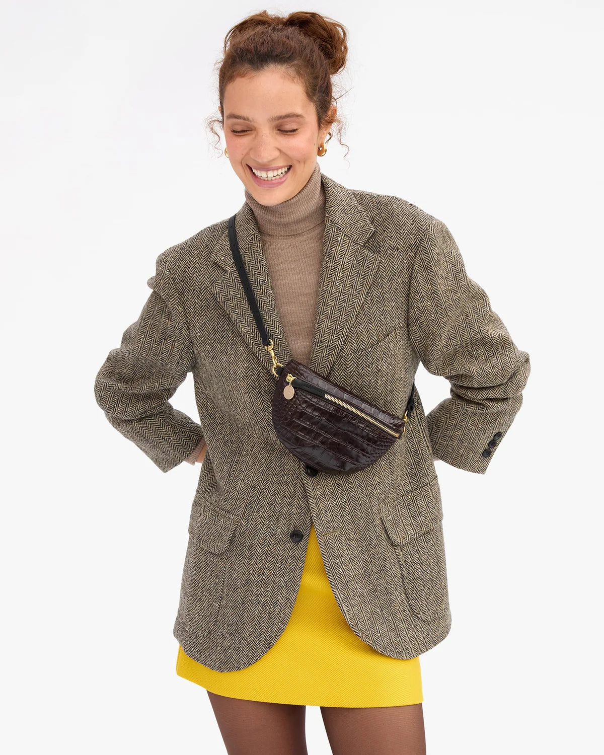CLARE V Petite Fanny Roma Croco