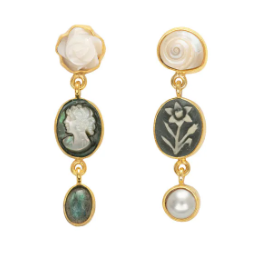 GRAINNE MORTON Three Charm Moving Drop Earrings