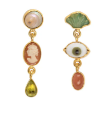 GRAINNE MORTON Three Charm Moving Drop Earrings