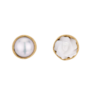 GRAINNE MORTON White Flower Mismatched Stud Earrings
