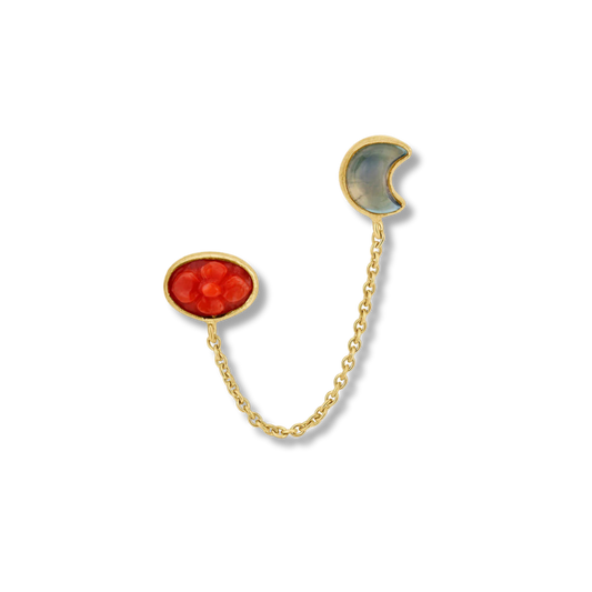 GRAINNE MORTON Flower and Moon Double Stud Earring