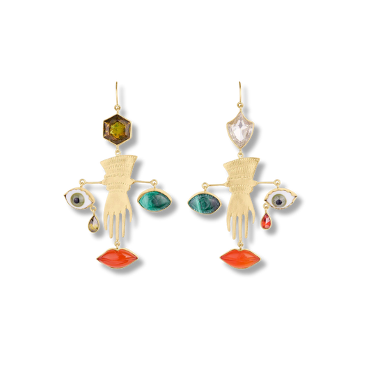 GRAINNE MORTON Glove and Face Charm Earrings