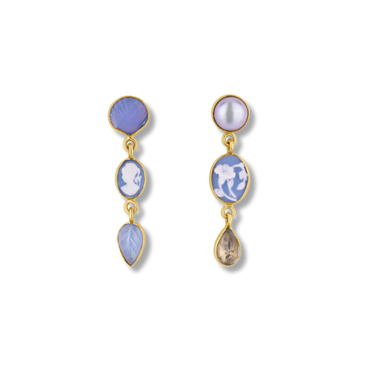 GRAINNE MORTON Three Charm Moving Drop Earrings